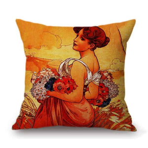STUNNING 18" Square Art Nouveau Art-Pillow Covers