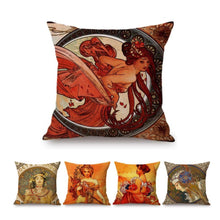 Load image into Gallery viewer, Stunningly Beautiful Art Nouveau images of women on Pillow cases