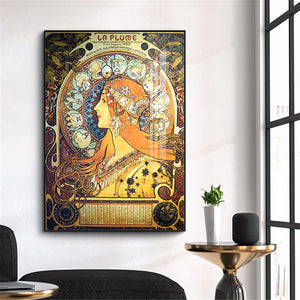 Canvas Poster Alphonse Mucha Silk Fabric Custom Home Decor Fashion modern For Bedroom Poster Size@20-1005-02