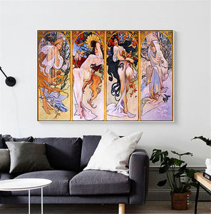 Canvas Poster Alphonse Mucha Silk Fabric Custom Home Decor Fashion modern For Bedroom Poster Size@20-1005-02
