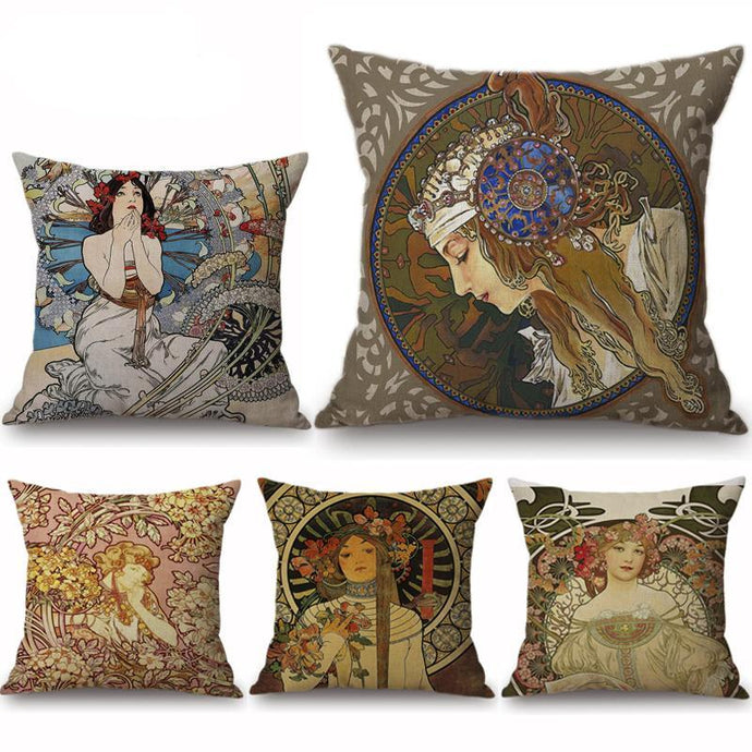 Pillow Covers with Beautiful Art Nouveau Images
