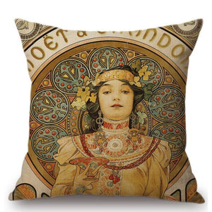 Lovely Vintage European Art Nouveau Mucha Pillow Covers