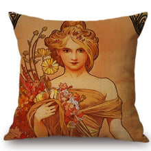 Load image into Gallery viewer, Lovely Vintage European Art Nouveau Mucha Pillow Covers