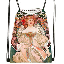 Load image into Gallery viewer, Absolutely Awesome Art Nouveau Drawstring Backpack Bag